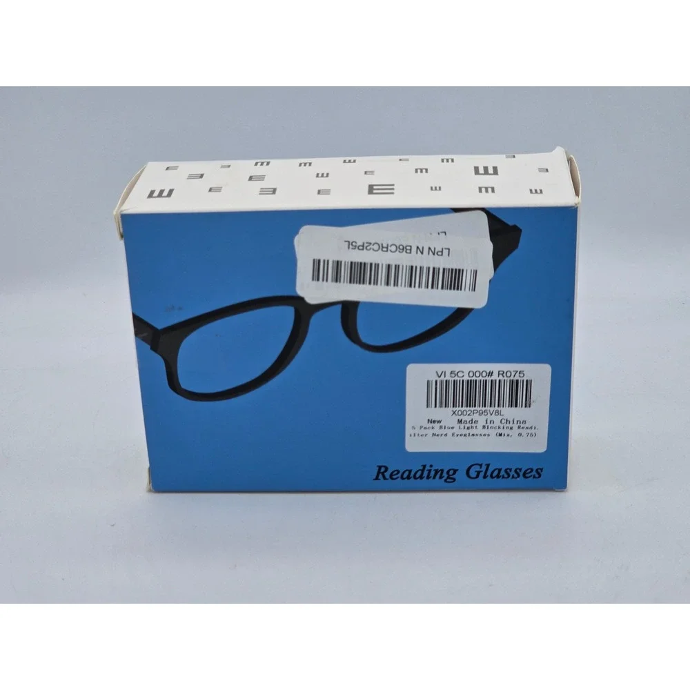 Reading Glasses 5 Pack Blue Light Blocking Nerd Eyeglasses Mix 0.75 - New